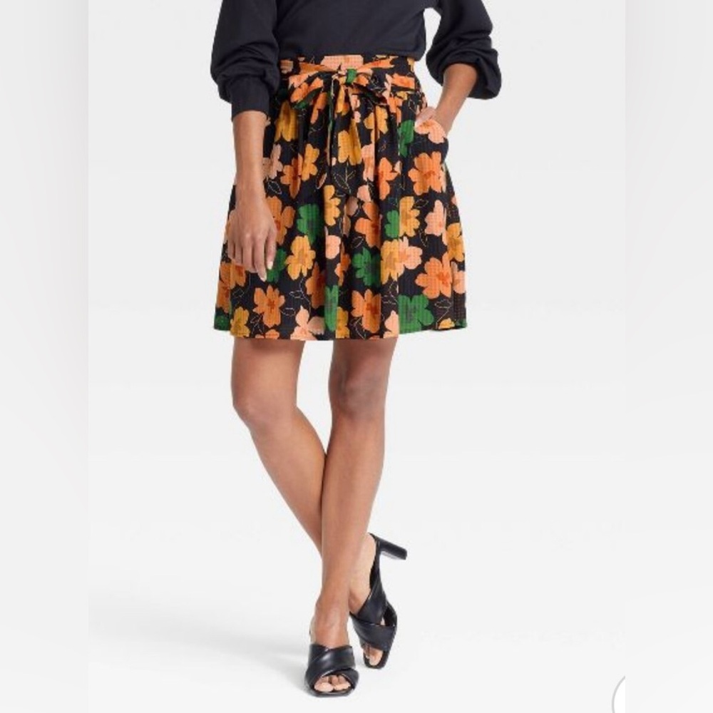 Who What Wear A-Line Skirt with Floral Print Size XS